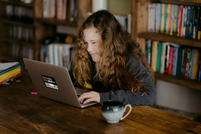 homeschooling child at desk