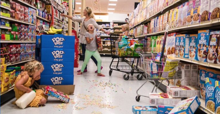 shopping with my little girls in the aisle