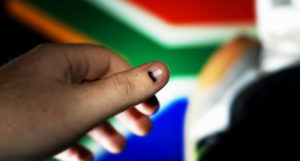 voting south african flag hand