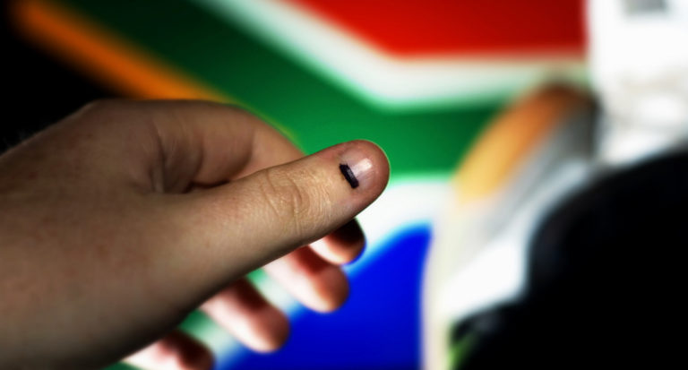 voting south african flag hand