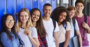 Teen privacy young people standing against a wall waiting