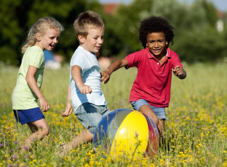Gifted children playing football