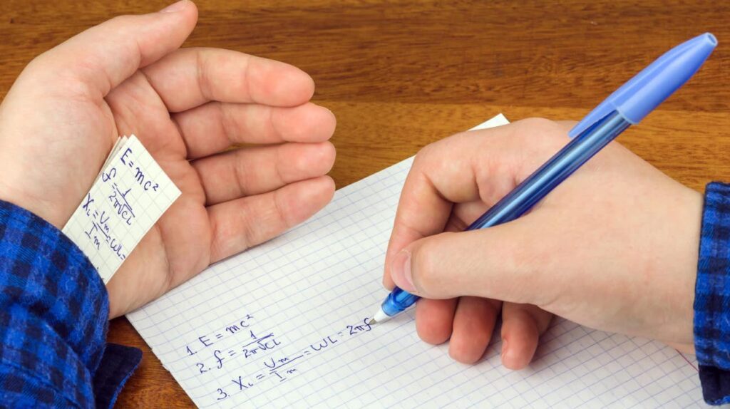 cheating with hand and answers