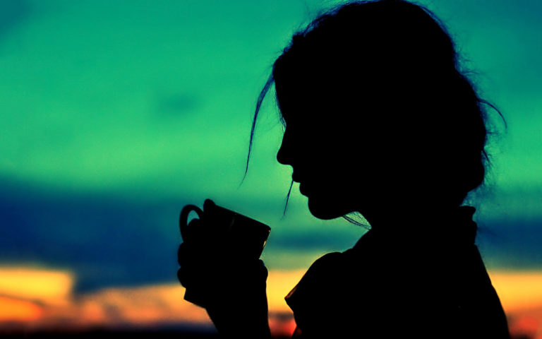 anxious mom drinks coffee