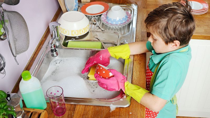 chores - boy washing up